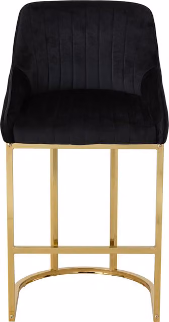 Livingandhome Set of 2 Modern Black Velvet Upholstered Bar Stools with Metal Frames