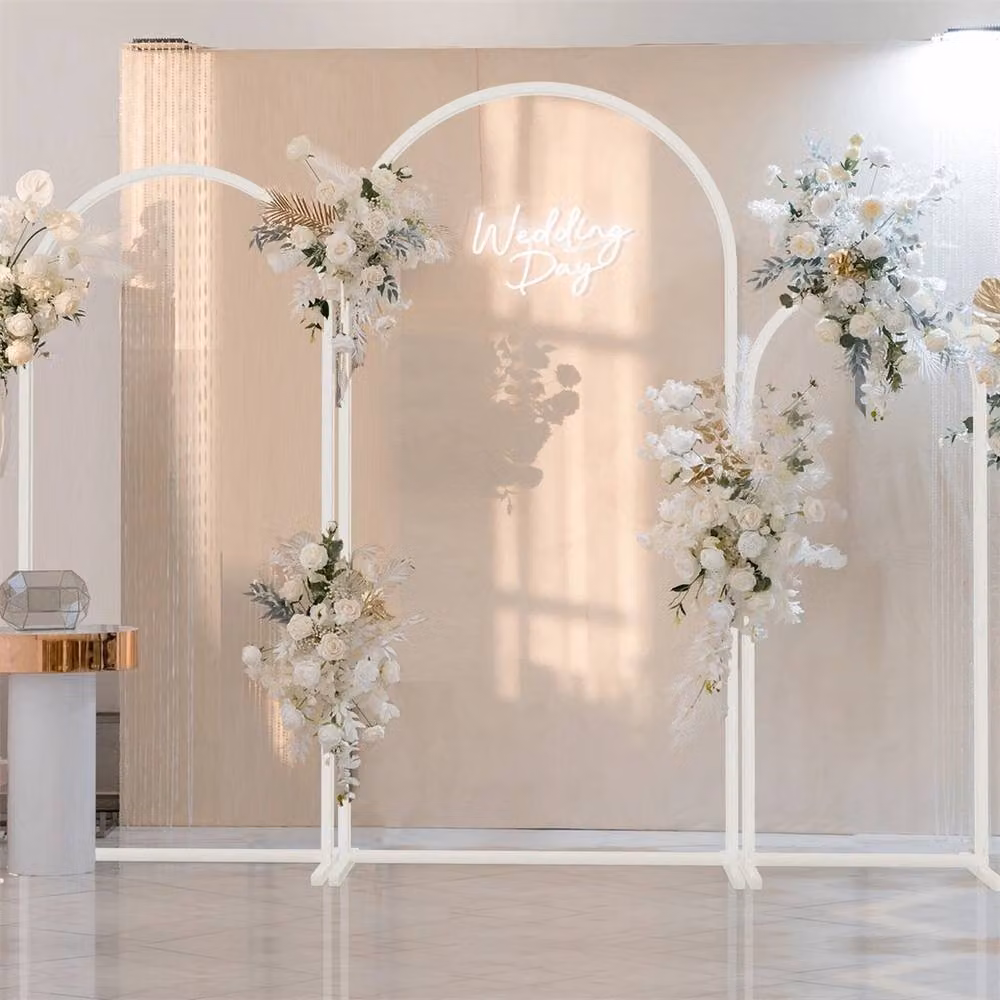NESTLUNE Set of 3 White Square Metal Wedding Arch Frames, W/D/H: 100 x 15 x 15 cm – 2