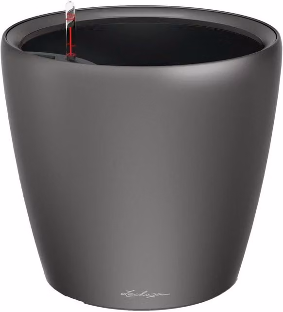 LECHUZA Classico Ls Round Self-Watering Planter in Anthracite Grey