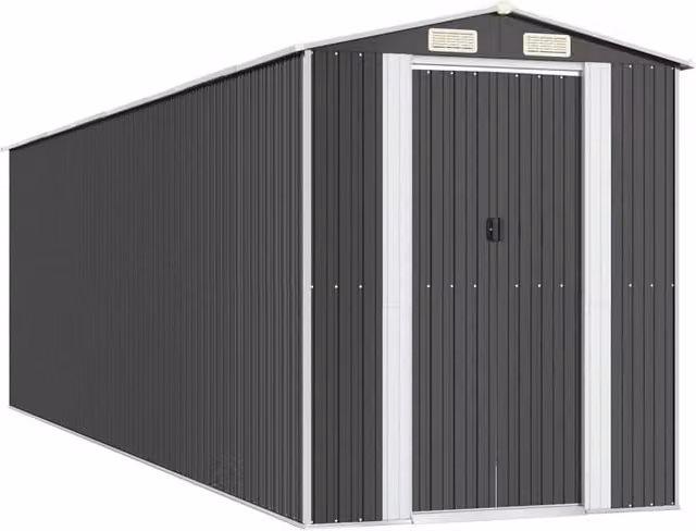 Berkfield Home Anthracite and Black Galvanised Steel Garden Shed with Sliding Gable Doors and Side Vent, W/D/H: 192 x 689 x 223 cm – 1