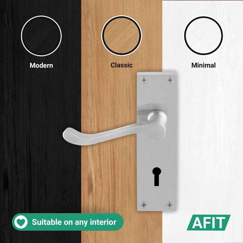 AFIT Satin Chrome Scroll Handle Sashlock Set, 1 Pair, Silver, W/D/H: 15 x 15 x 6.4 cm – 4
