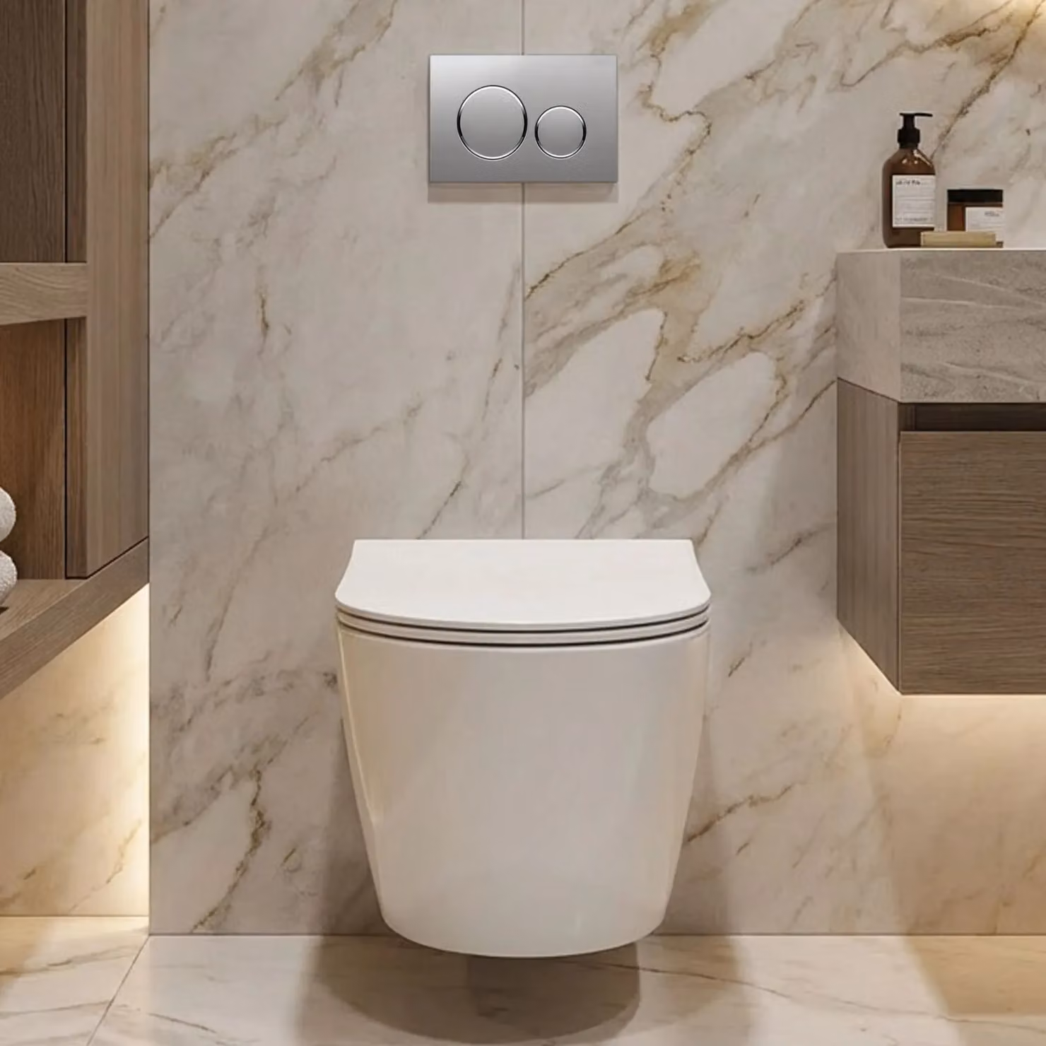 Balterley White Rimless Wall Hung Ceramic Toilet Pan with Soft Close Sandwich Seat, W/D/H: 36.0 x 36.0 x 48.2 cm – 3