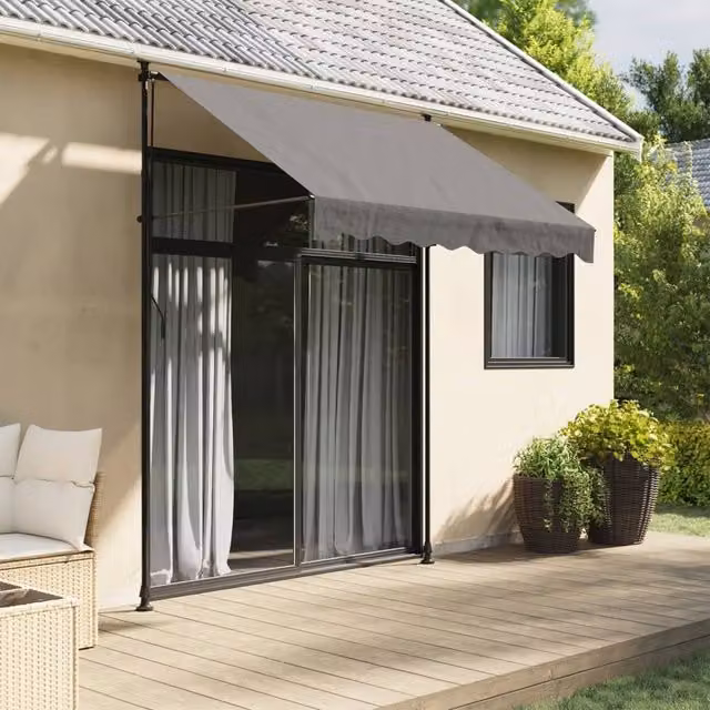 Berkfield Home Retractable Folding Arm Awning in Anthracite and Black, W/D/H: 200 x 150 cm – 1