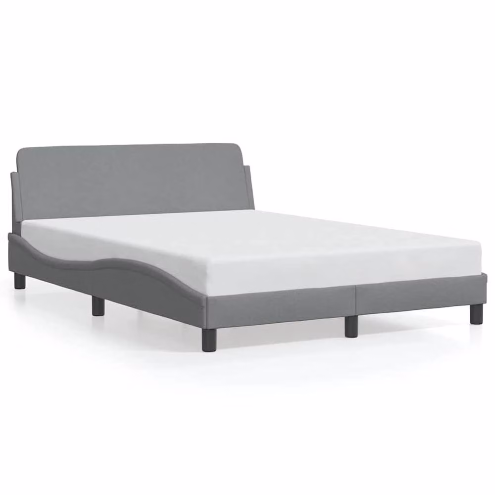 Berkfield Home Dover Upholstered Double Bed Frame in Light Grey, W: 135 cm, L: 190 cm – 2