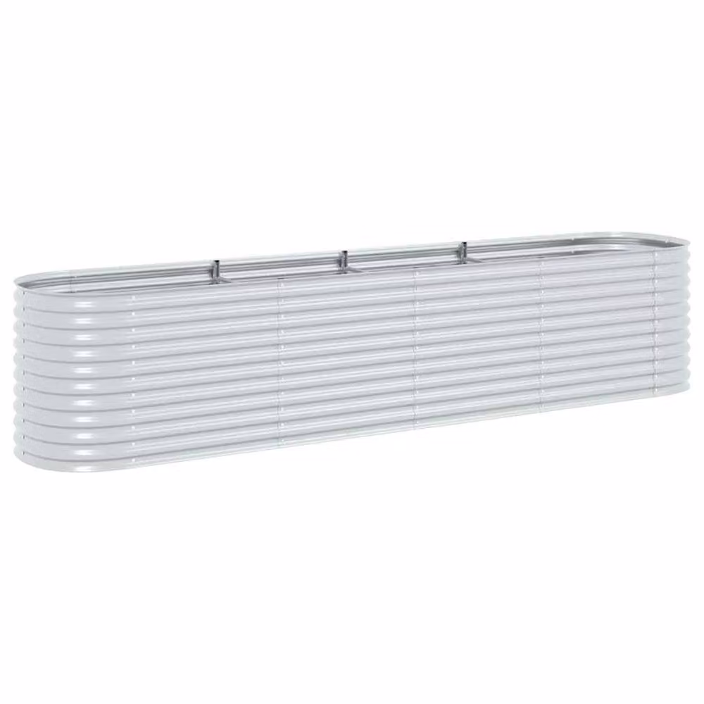 Berkfield Home Garden Galvanised Steel Raised Bed in Silver, W: 400 cm, D: 80 cm, H: 81 cm – 2