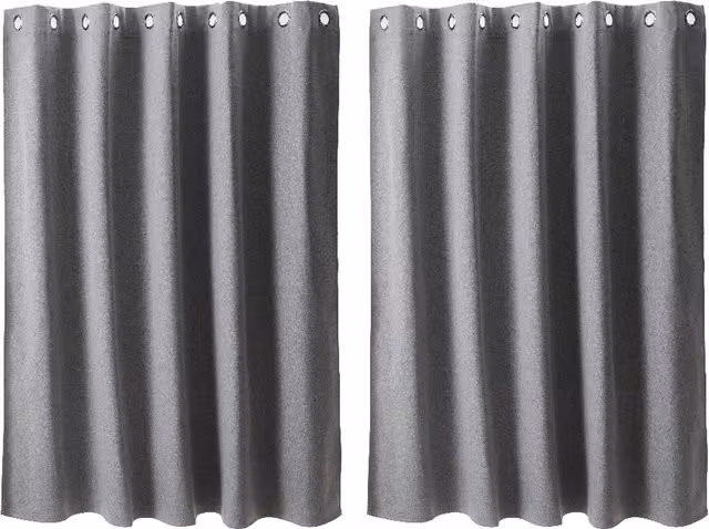 Livingandhome 2-Panel Grey Blackout Linen-Like Eyelet Curtains, W: 137 cm, H: 168 cm