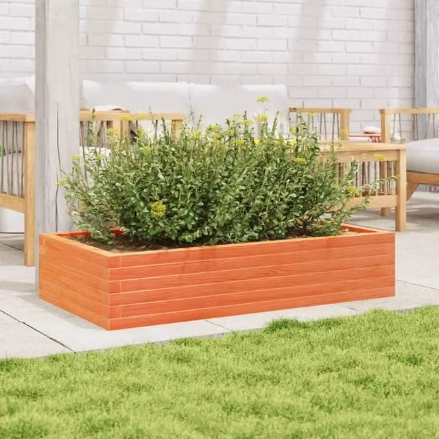 Berkfield Home Decorative Garden Planter in Wax Brown, Solid Wood Pine, W/D/H: 110 x 60 x 23 cm – 1