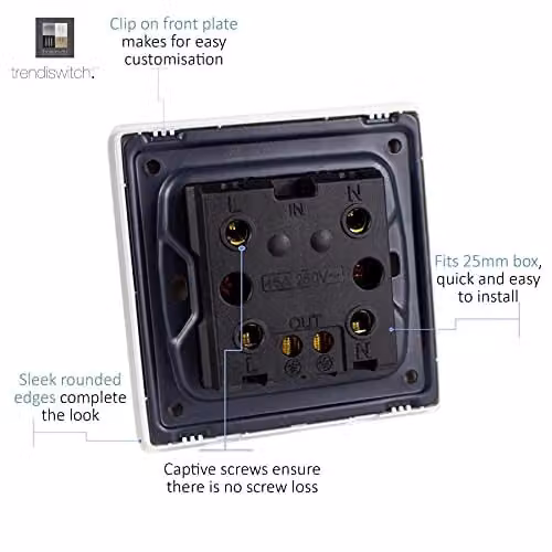 Trendi Switch Modern Decorative Glossy Double Pole 45 A Cooker Switch Control Unit with Neon Indicator in Copper – 4