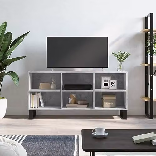 vidaXL Modern TV Cabinet in Concrete Grey, W: 103.5 cm, D: 30 cm, H: 50 cm – 2