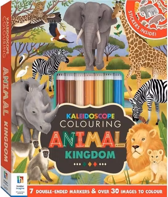 Hinkler Kaleidoscope Colouring Animal Kingdom Kit, Multicolour, W: 40.0 cm, H: 23.3 cm