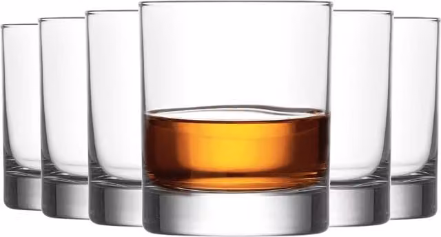 LAV Ada Transparent Glass Whisky Tumblers, 305 ml, Pack of 6