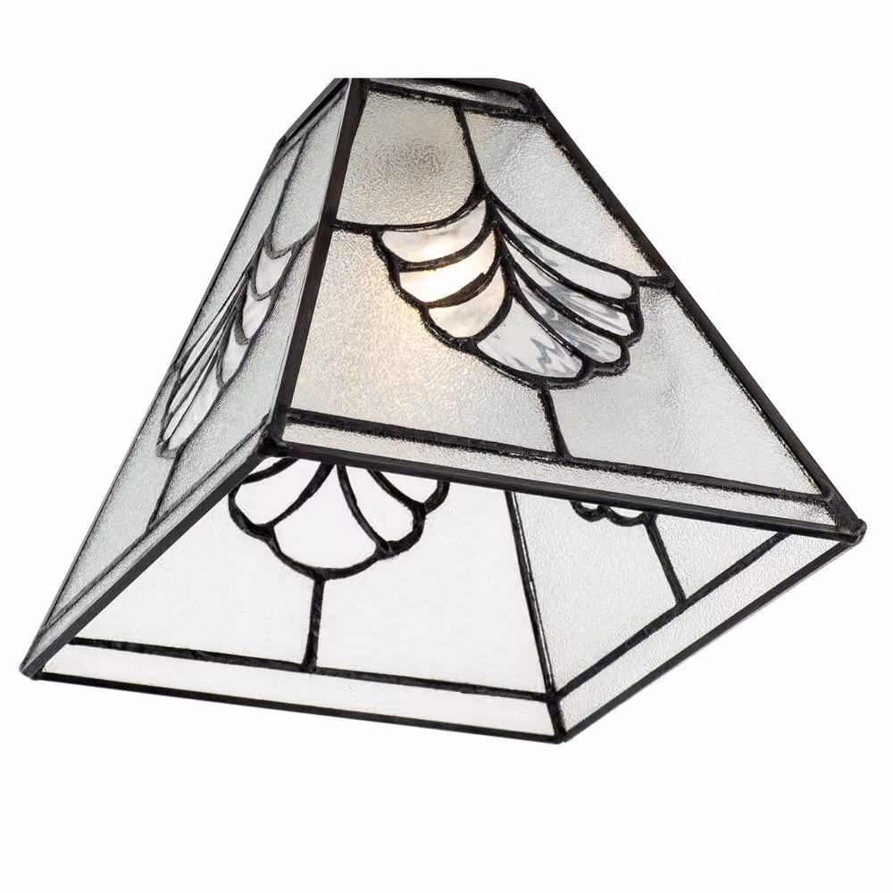 Happy Homewares Art Deco Transparent Glass Tiffany Pendant Light Shade with Floral Panels – 2