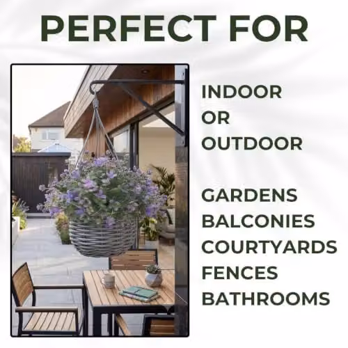Ark Mat 2 Pack UV Resistant Artificial Floral Hanging Baskets in Purple, Diameter: 34 cm – 3