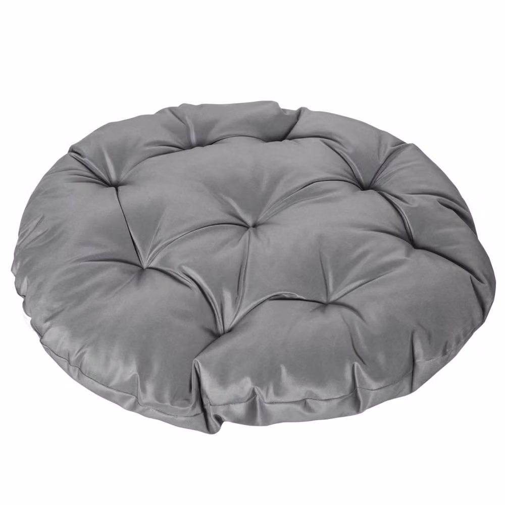 Wyld Haus Grey Rattan Swivel Papasan Moon Chair with Oversized Cushion – 7
