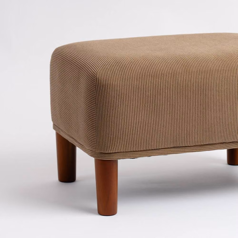 Scottish Everlastings Ltd Beige Cord Foot Stool with Dark Legs, W/D/H: 33 x 33 x 48 cm – 2