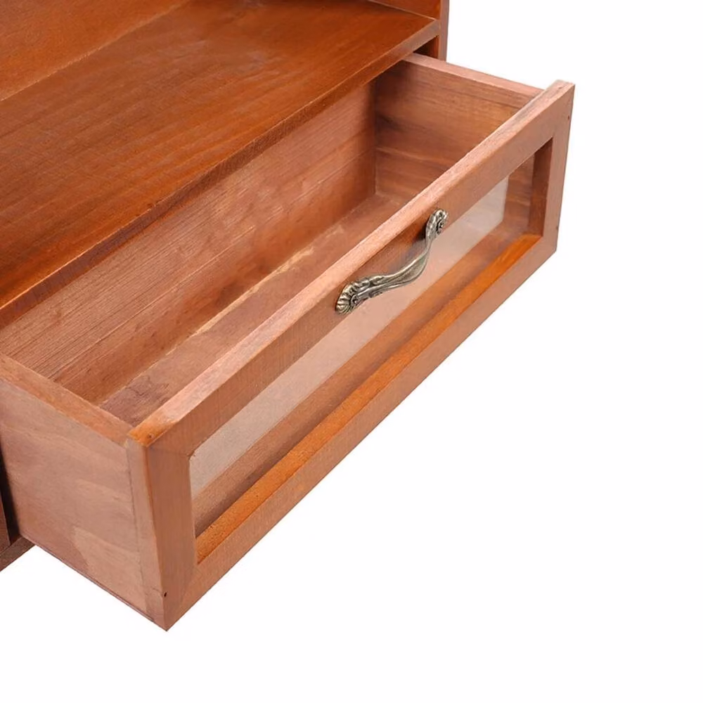FORGEVIO Brown Solid Wood Clear Display Case with Lid, Width: 50 cm – 3