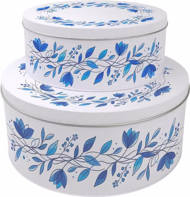 Purely Home Blue and White Round Cake Tin Set