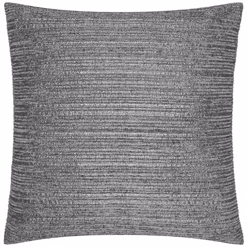 Paoletti Jupiter Grey Chenille Striped Decorative Square Cushion, W/D/H: 50 x 50 x 50 cm