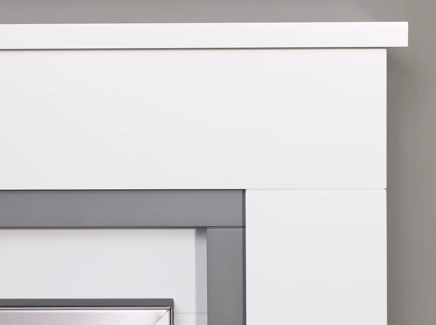 Adam Fires & Fireplaces Milan Fireplace in Pure White and Grey with Colorado Electric Fire in Brushed Steel, 39 Inch – 3