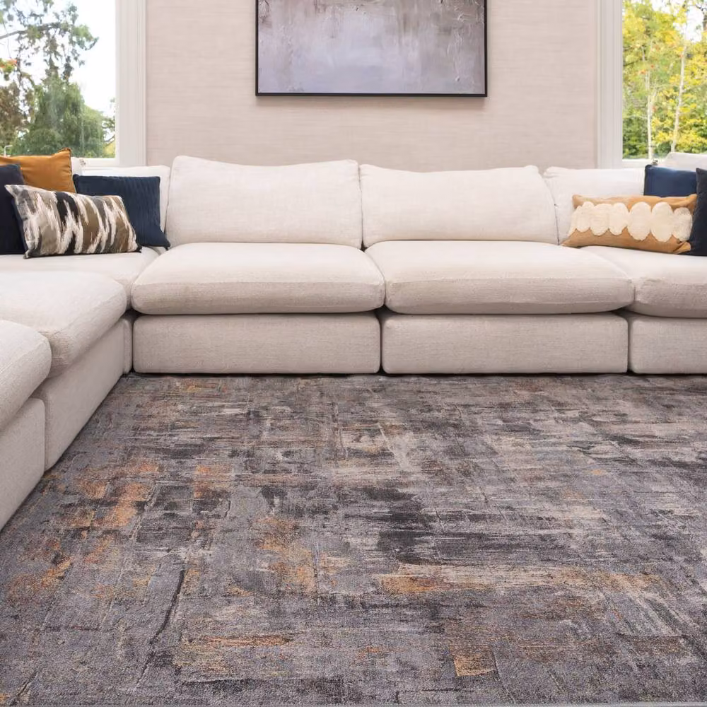 Kukoon Storm Grey Abstract Modern Washable Rug, W/L: 160 x 230 cm – 2