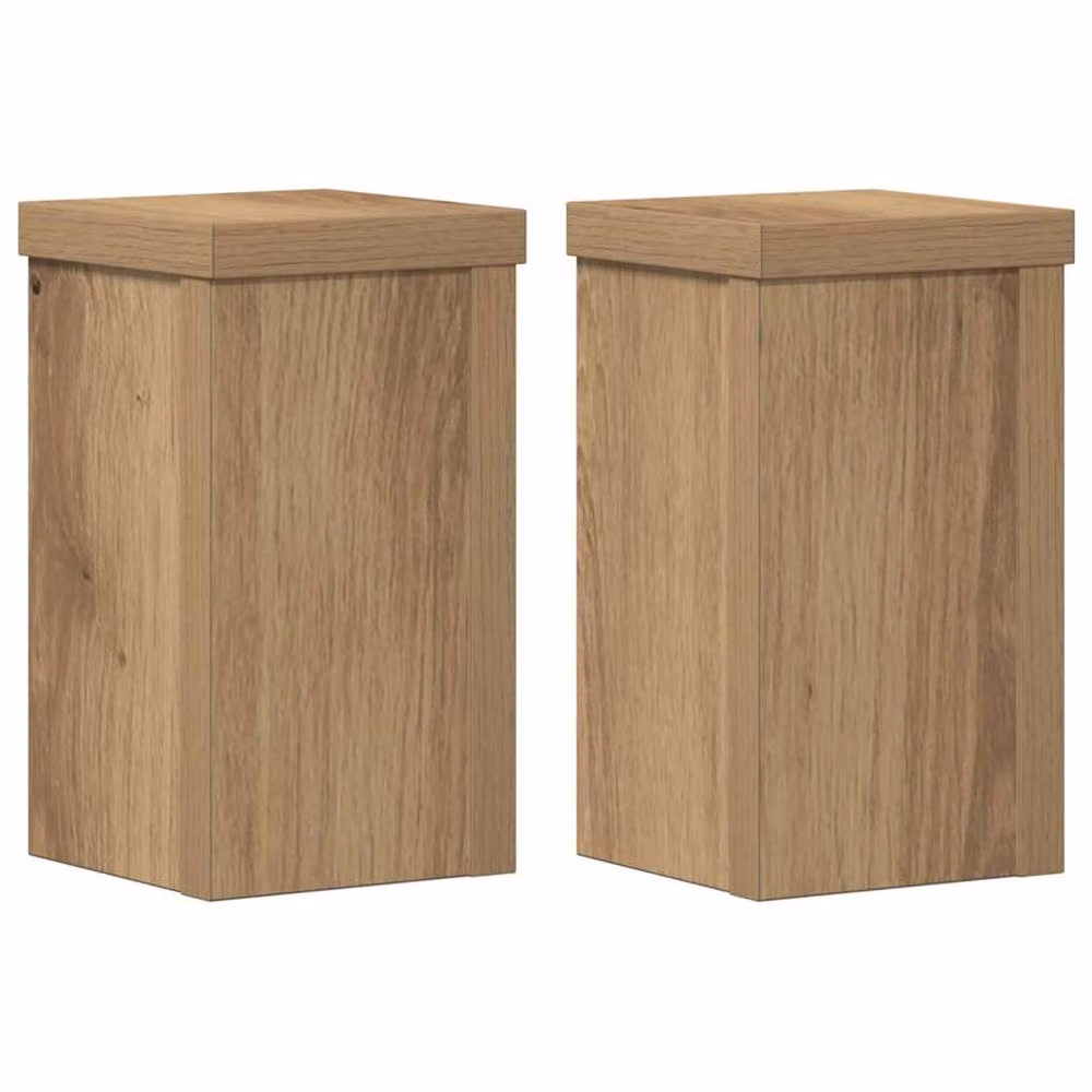 Berkfield Home Set of 2 Artisan Oak Plant Stands, Brown Engineered Wood, W/D/H: 10 x 10 x 18 cm – 2