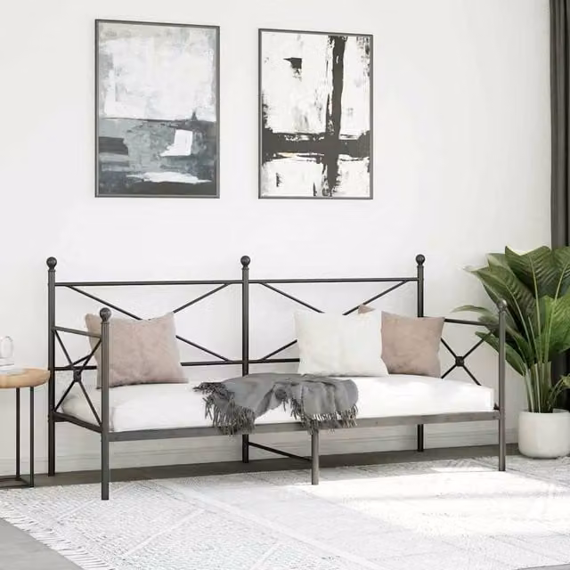 Berkfield Home Durable Metal Day Bed in Black W/D/H: 190 x 80.5 x 107 cm – 1