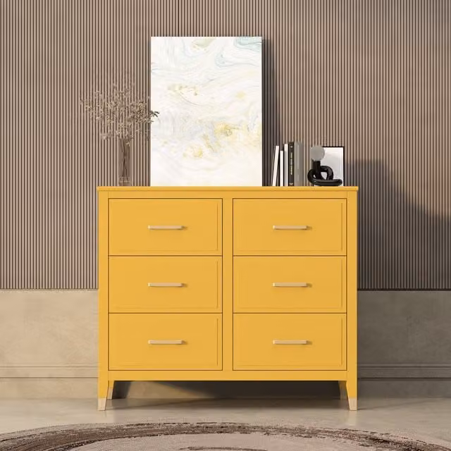 Cabinet Bits Palazzi 6 Drawer Chest in Mustard Yellow