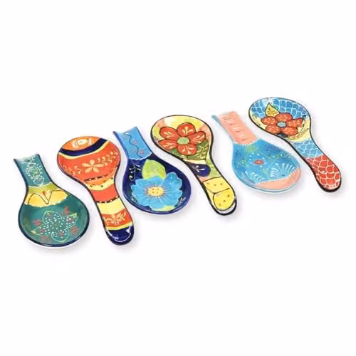 Verano Spanish Ceramics Hand Painted Blue Floral Ceramic Spoon Rest – 1