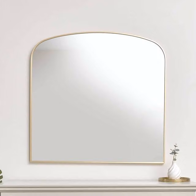 Melody Maison Large Arched Wall Mirror in Metallic Gold, W: 92 cm, H: 91 cm