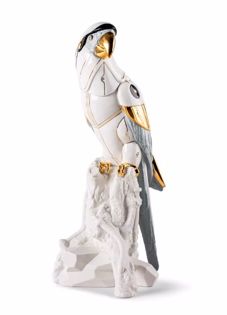 Lladró Macaw Bird Cyborg Porcelain Sculpture in White