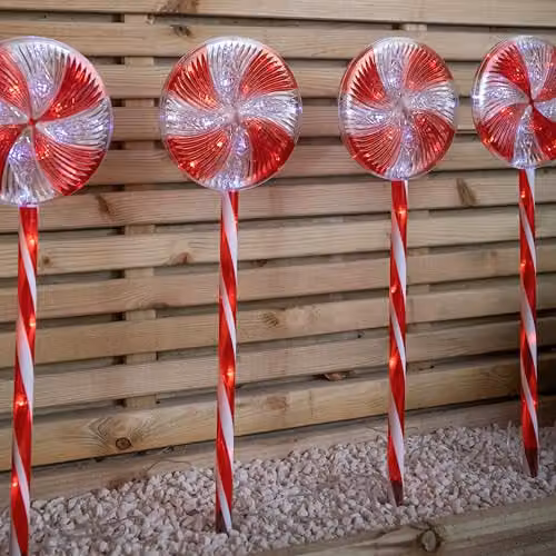 Samuel ALEXANDER Battery Powered Candy Swirl Pathlights with Red and White LEDs, 70 cm – 2
