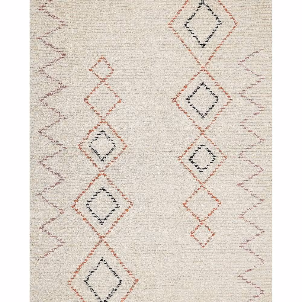 Wyld and Coco Beige Cotton Geometric Hand-Tufted Rectangular Rug W: 140 cm, D: 200 cm