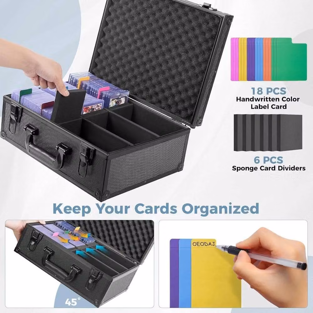 NESTLUNE 6 Slot Graded Card Case Box in Black for 600+ 35PT 3x4 inch Toploaders – 3