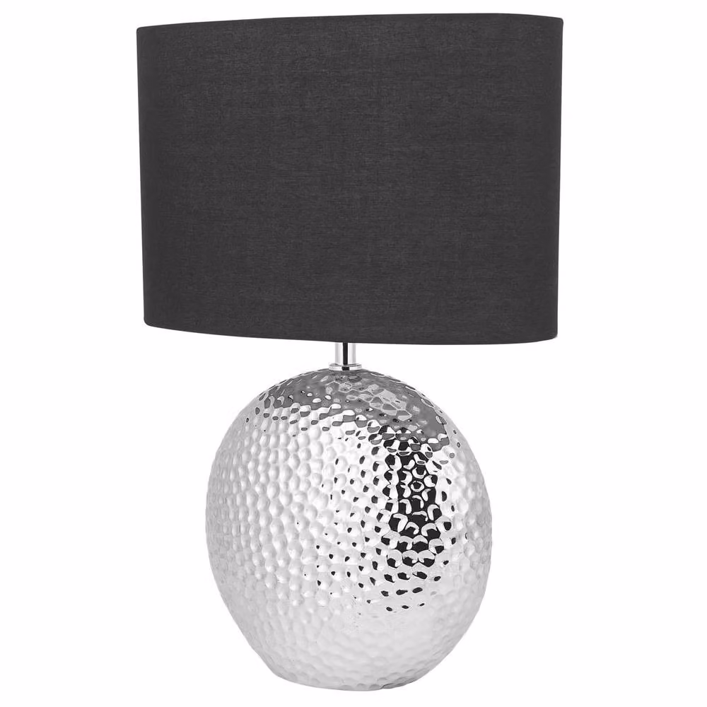 Wyld and Coco Table Lamp with Silver Ceramic Base and Black Fabric Shade – 4