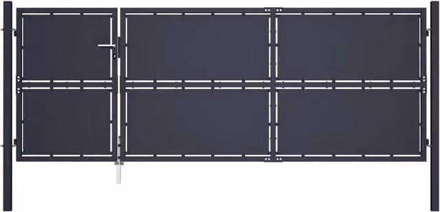 Berkfield Home Anthracite Steel Swing Garden Gate, W: 350 cm, H: 125 cm