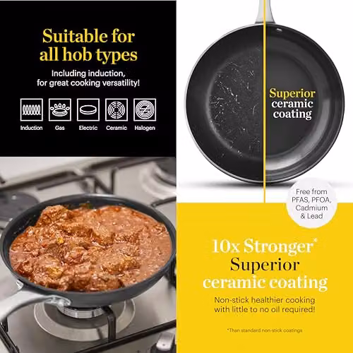 Tower Hard Anodised Ceramic Non-Stick Frying Pan, Grey, 24 cm – 3