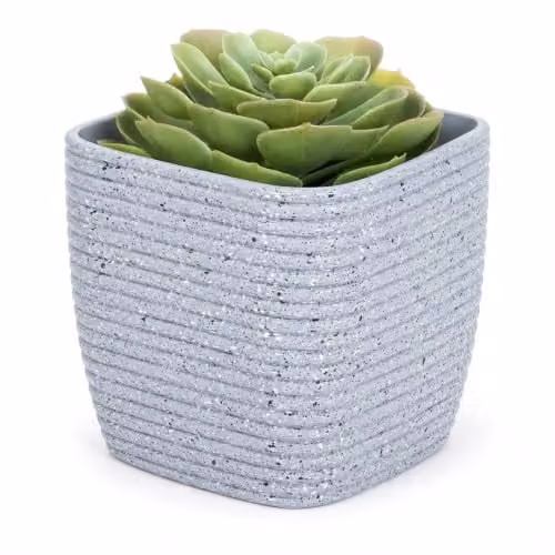 LIVIVO Grey Sandstone Effect Plastic Plant Pots, Set of 3, Diameter: 12 cm – 1