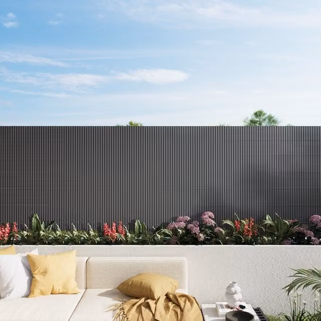 Livingandhome Grey Opaque PVC Privacy Screening Fence with Clamp and Strip, W: 300 cm, H: 100 cm