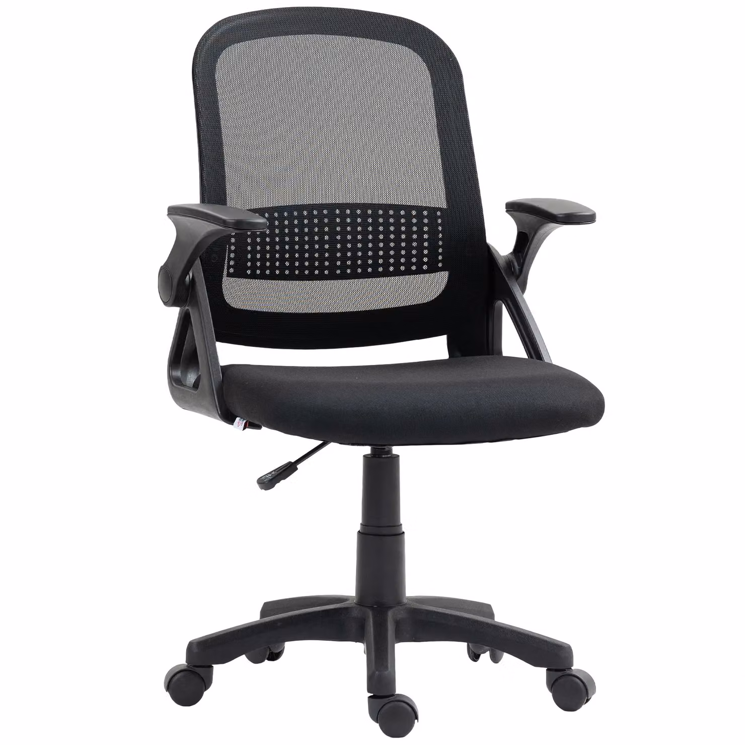 HOMCOM Ergonomic Swivel Computer Chair with Flip-up Armrests in Black Fabric – 2