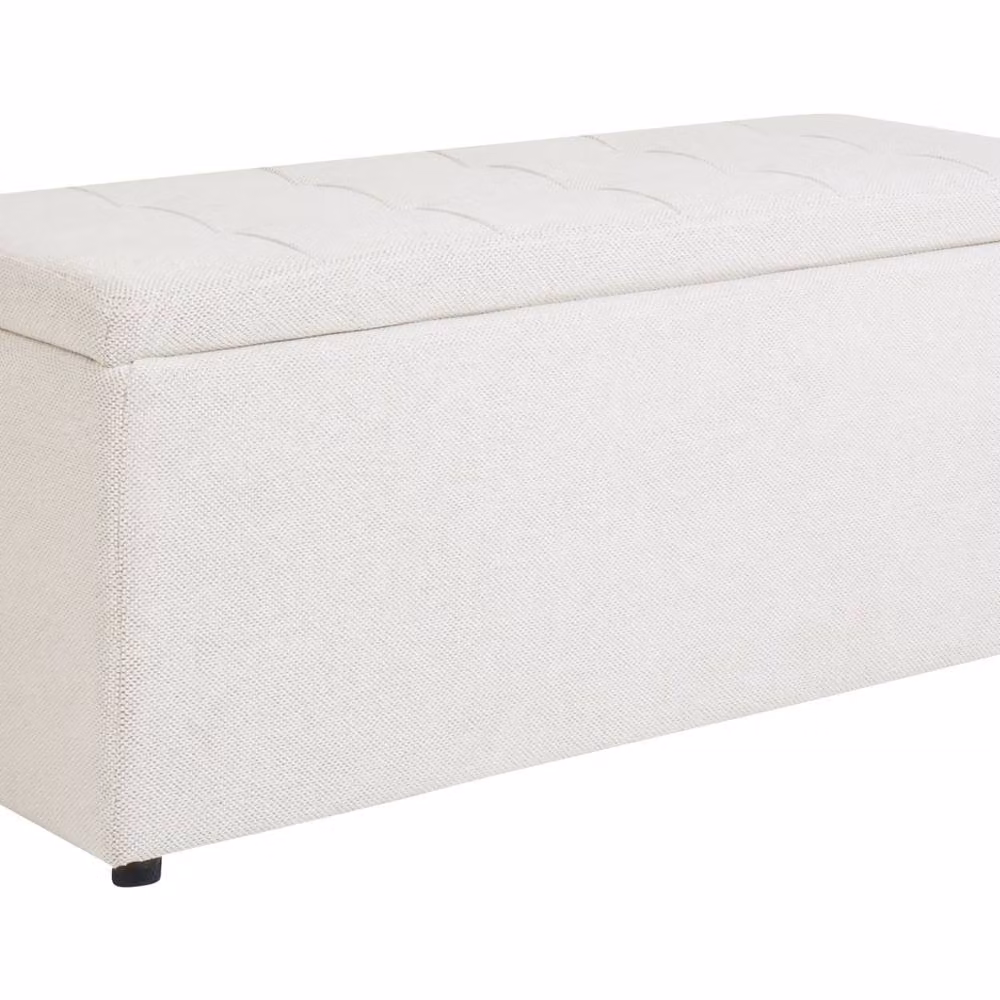 Wyld and Coco Noble Home Ottoman Footstool with Storage in White, W/D/H: 100 x 42 x 40 cm – 2
