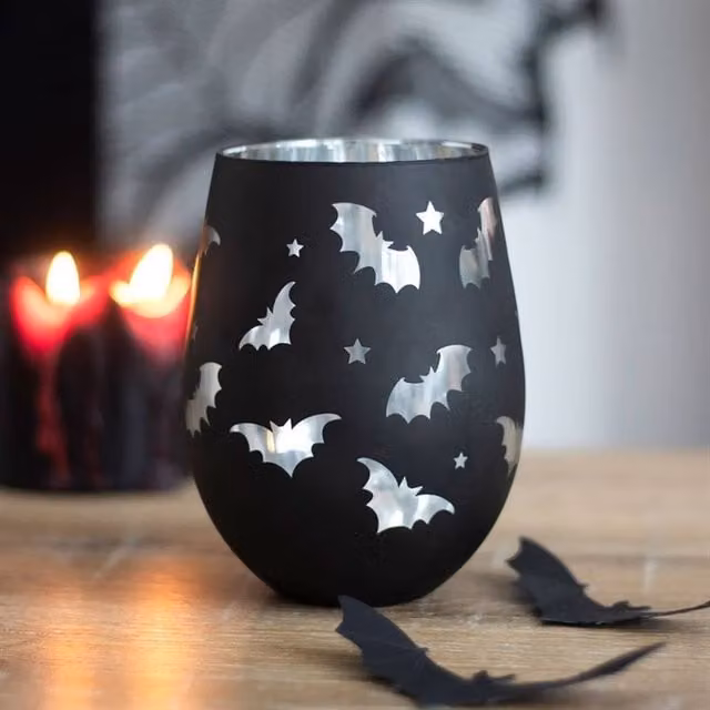 Uniqueful Stemless Wine Glass in Black and Silver, 500ml