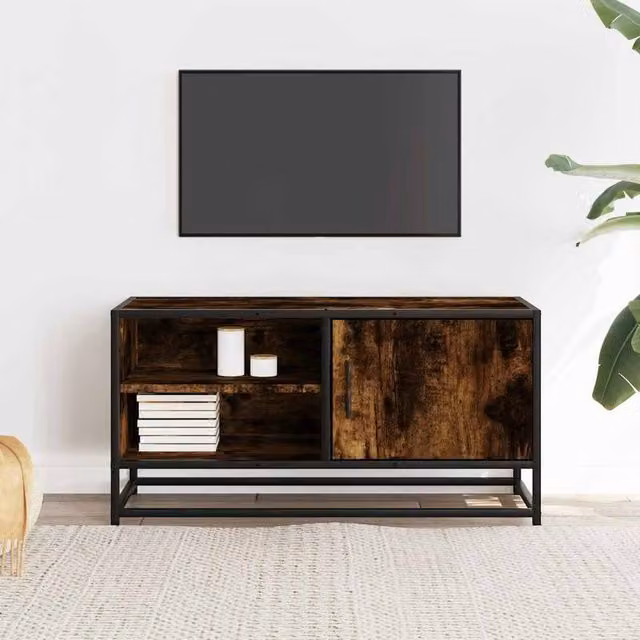 Berkfield Home Smoked Oak TV Cabinet in Brown, W/D/H: 80 x 34.5 x 40 cm – 1