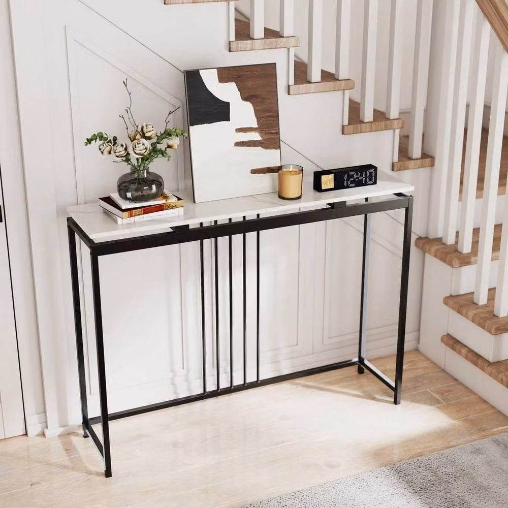 EONLION Modern Black Marble Console Table for Living Room and Hallway, W: 100 cm, H: 90 cm – 5