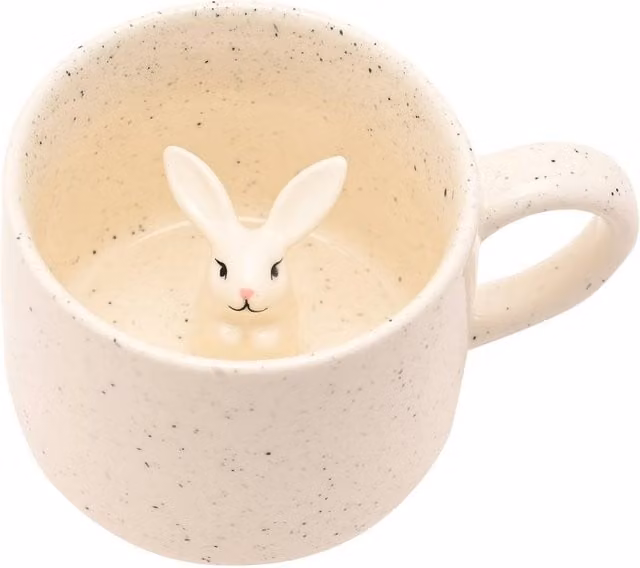 Eggs-traordinary Gift Co Multicolour and White Ceramic Mug with Bunny Inside