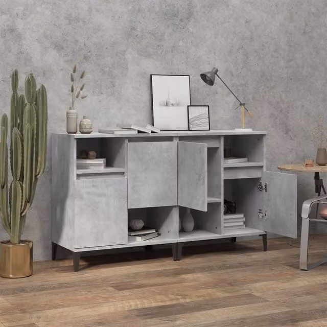 Berkfield Home Set of 2 Sideboards in Concrete Grey, W/D/H: 60 x 35 x 70 cm – 1