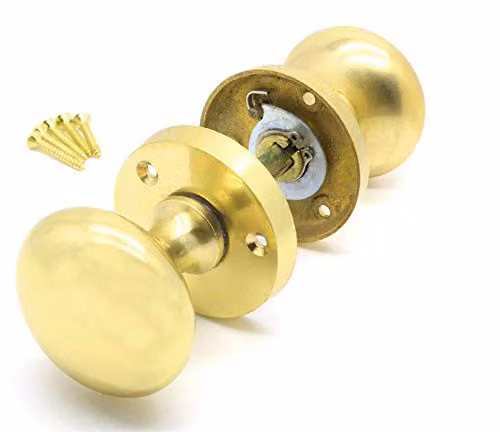 Golden Grace Polished Brass Mortice Sprung Door Knob Set, Pack of 2, Gold