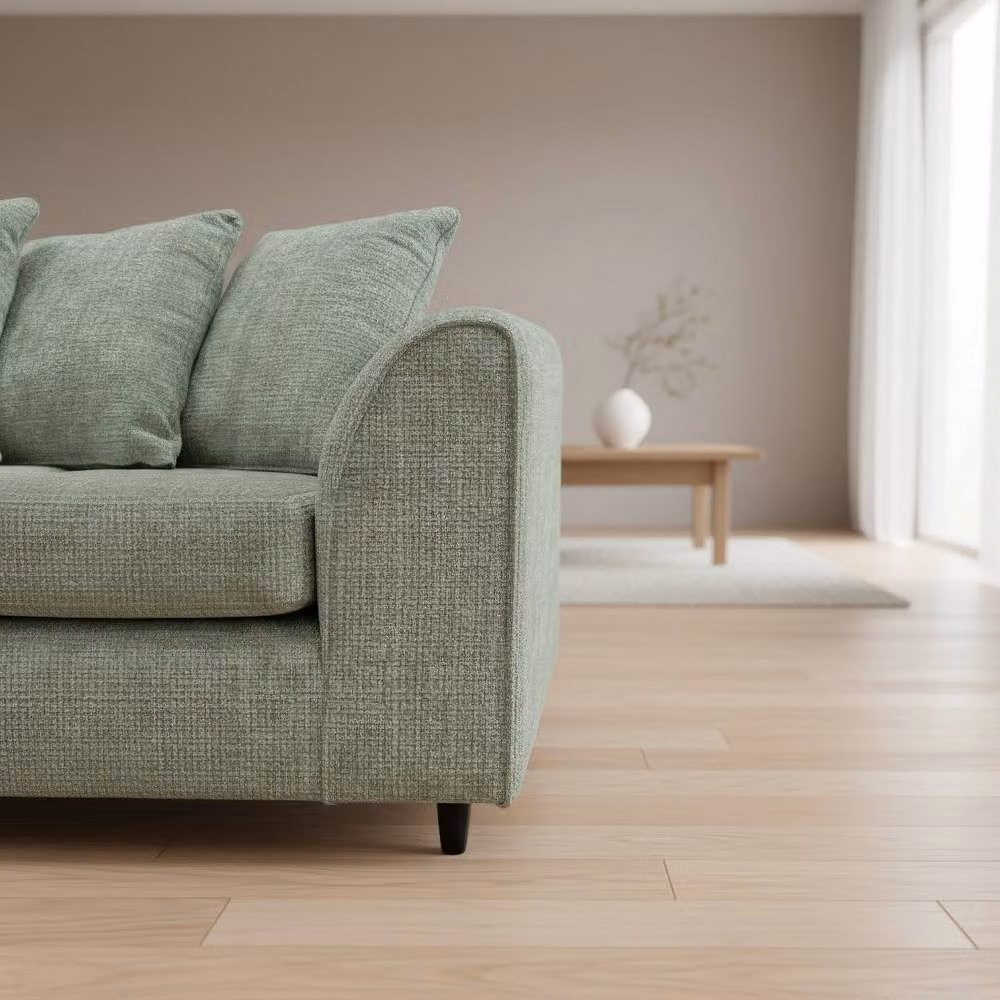 Abakus Direct Jumbo Chenille L-Shaped Corner Sofa with Left Hand Facing Chaise Extension in Green – 2
