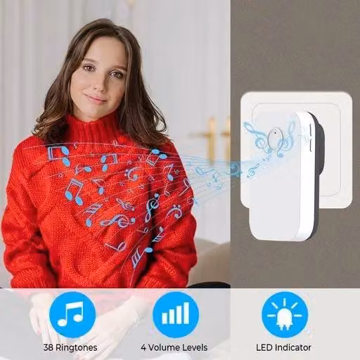ENER-J Wireless Kinetic Doorbell and Plug In Chime, White – 2