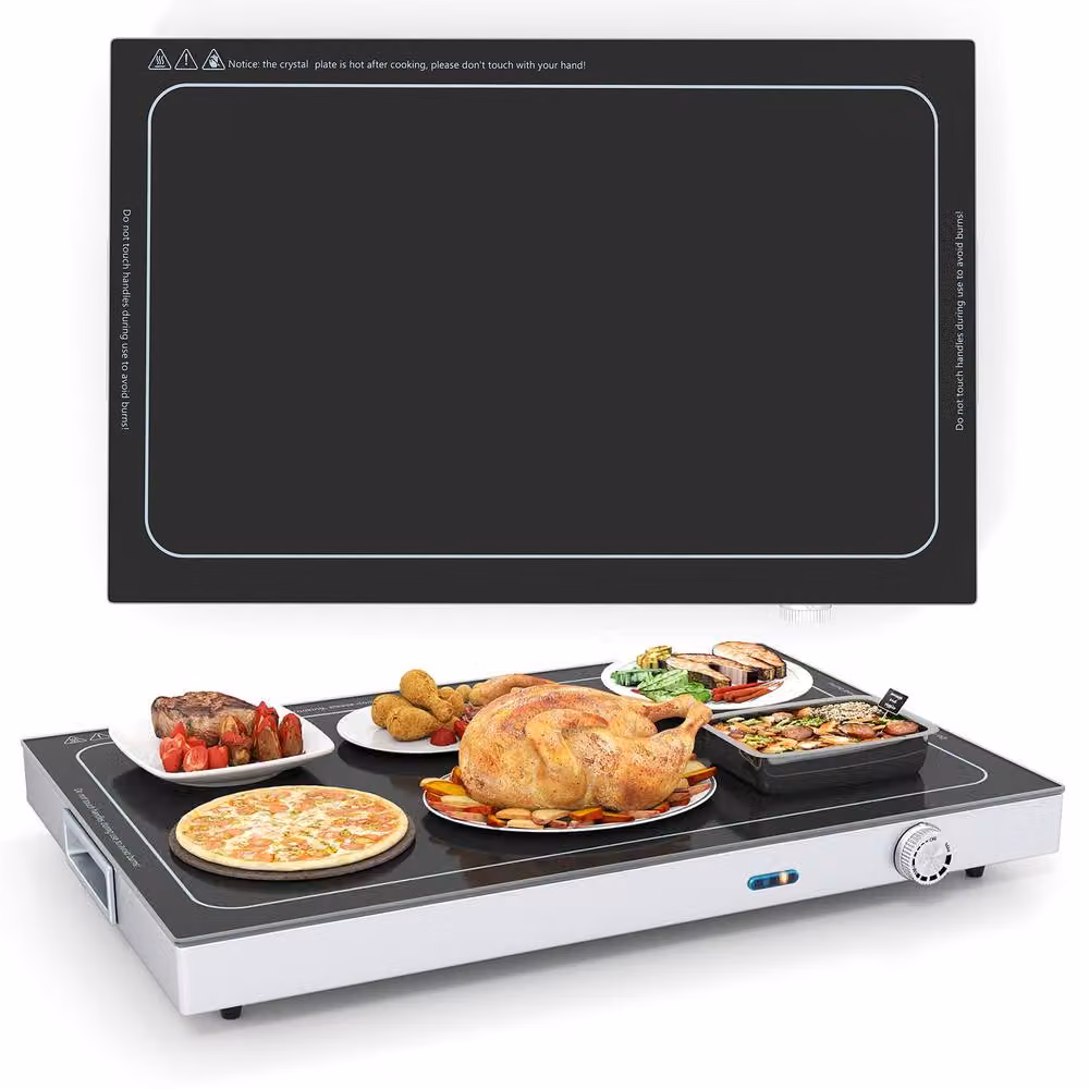 Costway 300W Electric Warming Tray with Adjustable Temperature and Handle, Black – 3