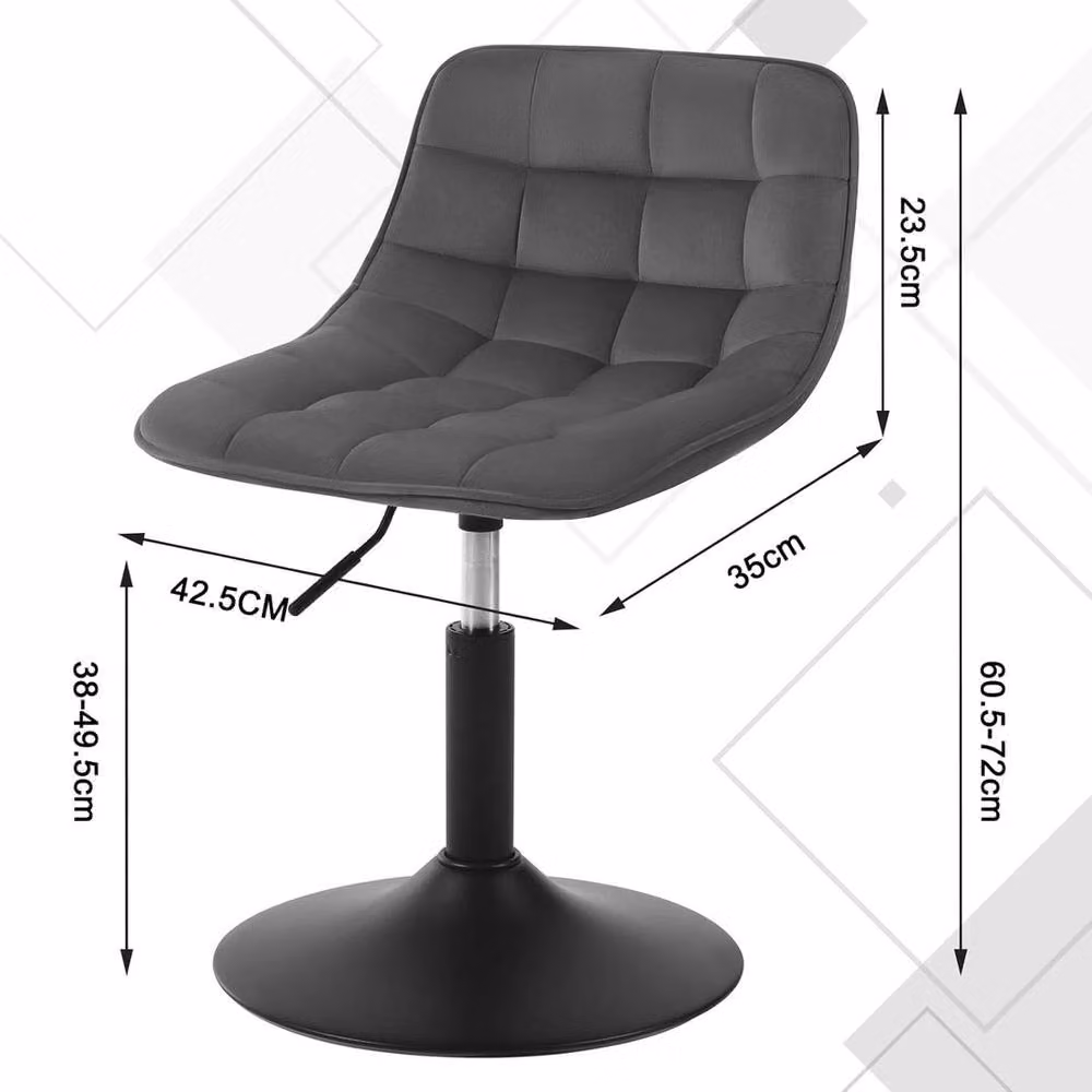 SPETLEK Height Adjustable Dressing Table Chair in Dark Grey Velvet – 2